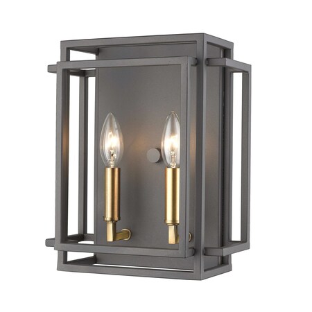 Z-Lite Titania 2 Light Wall Sconce, Bronze + Olde Brass 454-2S-BRZ-OBR